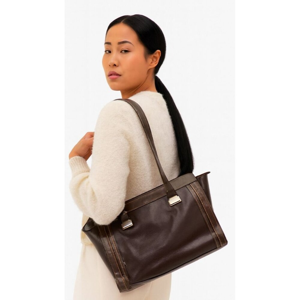 Bag Giani Bernini Leather Shoulder Brown Metallic Handbag Purse WOMEN'S WOMANS